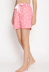 Shorts de Mujer con Estampado de Corazones Rosados, Cintura Media, Cordón Ajustable, Tejido de Algodón, Casual, Transpirable, Corte Regular - Product Image 2