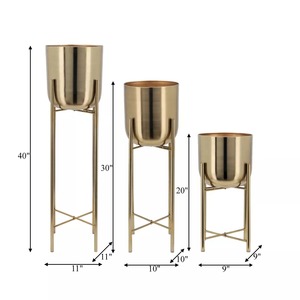 Modern <b>Planter</b> Stand Set With Wire <b>Cage</b> Base Indoor Decor Vase For Housewarming - Product Image 5