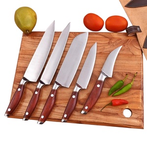 Ensemble de couteaux professionnels faits à la main en acier inoxydable 5 pièces avec manches en bois ambidextres - Product Image 6