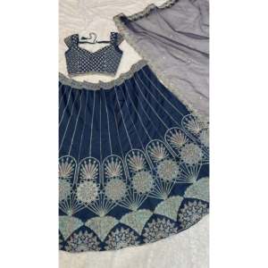 Vêtements de mariage de créateur Rainbow Sequence Thread & Dori Work Lehenga Choli pour les fêtes - Product Image 4