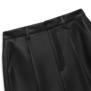 LUXE ATTIRE INDUSTRY Women <b>PU</b> Leather Skorts High Waist Elastic Waist Wide Leg Casual Knitted Loose Fit Custom Logo OEM - Product Image 6