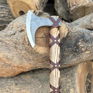 Decorative Industrial Norse Viking <b>Axe</b> Heritage Head Patterns Handcrafted Wood Carbon Steel Blade for Outdoor Camping Hunting - Product Image 4