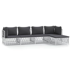 Set Lounge da Giardino Bianco e Grigio Scuro - Product Image 2