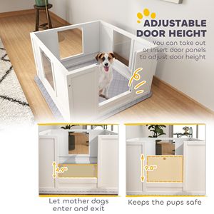 33 \ "Whelping Box bianco per cuccioli di piccolo cane penna buccante con ingresso regolabile e imbottiture antiscivolo per animali domestici e mobili - Product Image 5