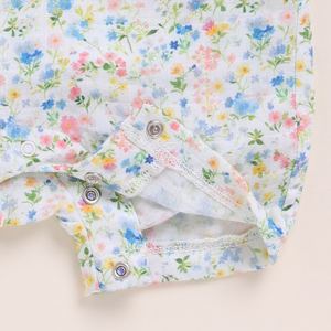 Premium Quality Organic <b>Muslin</b> Half Romper Spring Floral Print <b>Baby</b> Clothing with Frill - Product Image 4