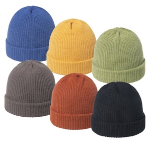 New Fashion Plain Fisherman Custom Logo Knit Beanie Hats Warm Knitted Cuffed Skull Winter <b>Cap</b> for Adults Kids - Product Image 1