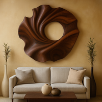 Sculpture murale en bois biologique artisanale, sculpture murale en bois pour salon, mobilier d'hôtel, décoration murale abstraite