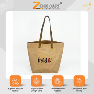 Offre incroyable - Sacs cadeaux en jute laminé de qualité supérieure Baidik - 15-14 - Poignée en cuir - Design de logo personnalisé - Prix compétitif - Product Image 2