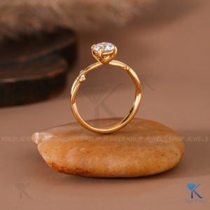 แหวนหมั้นเพชรทรงกลมเพาะเลี้ยงแบบเกลียวลายเถาวัลย์ ทองคำแท้ 14K ดีไซน์กิ่งไม้ธรรมชาติ แหวนแต่งงานสำหรับผู้หญิง - Product Image 3
