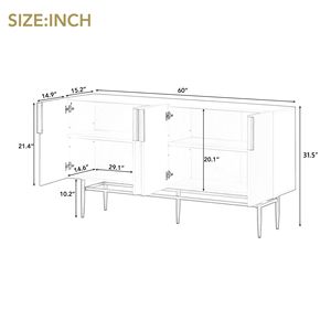 Credenza Moderna ed Elegante a 4 Ante con Maniglie in Metallo Dorato, Mobile Buffet per Sala da Pranzo, Soggiorno, Camera da Letto o Corridoio - Product Image 4