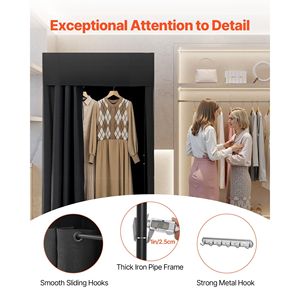 Camerino Portatile con Tende Spesse in Poliestere, Spazio Privato con Gancio Ombreggiante per Camerino di Boutique - Product Image 4