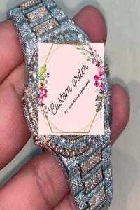 Montre de luxe automatique en acier inoxydable plaqué or avec moissanite VVS style hip-hop pour homme et femme - Product Image 3