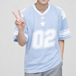 Maillot de football américain respirant en maille à faible MOQ pour hommes, col en V oversize, streetwear, impression de numéro personnalisée, fabrication en gros OEM ODM - Product Image 6