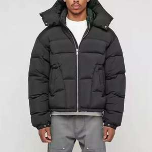 Veste d'hiver rembourrée légère de qualité supérieure OEM, surdimensionnée, à capuche, en duvet, pour homme, couleur noire - Product Image 3