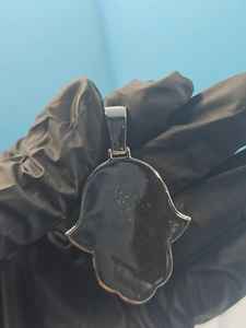 Colgante Hamsa de Moissanita VVS, Plata 925, Colgante Iced Out, Colgante Hip Hop, Colgante Mano de Fátima, Colgante de Protección, Colgante de Buena Suerte - Product Image 3