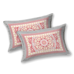 Coral Pink Heritage Print <b>King</b> <b>Size</b> Cotton Bedsheet Set with <b>Pillow</b> Covers Soft Breathable Bed Linen - Product Image 3