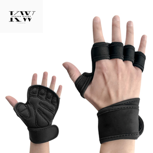 Gants de fitness ventilés à paume ouverte pour l'entraînement, la musculation et la gym, avec sangle de poignet, noirs, pour hommes - Product Image 1