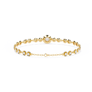 Lab Grown Round Cut Bezel <b>Set</b> Diamond Station Bracelet in <b>Gold</b> | Minimalist Elegant Chain Type Diamond Jewellery for Women - Product Image 3