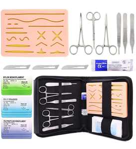 Complete Surgical <b>Suture</b> Practice <b>Kit</b> Stainless Steel Scissors Forceps Minor Surgery Training Curved <b>Suture</b> Pad Shuja Surgico - Product Image 4