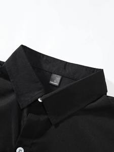 Conjunto de camisa y pantalones cortos para hombre con botones y diseño de patchwork en negro, conjunto de dos piezas para verano, ropa informal para la playa - Product Image 2