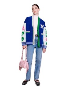 Cardigan en laine/acrylique tricoté pour femme, manches longues, col en V, style preppy, fermeture boutonnée unie, respirant, bleu, vert, blanc, taille haute - Product Image 5