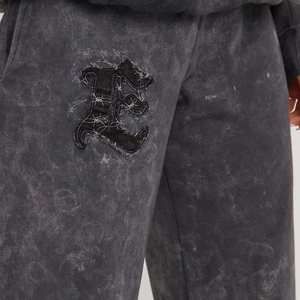 <b>Men</b>’s Distressed Embroidery Tracksuit Custom Crown Hoodie Sweatpants Vintage Streetwear Heavyweight Fashion Two Piece <b>Set</b> - Product Image 6