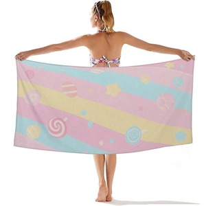 Serviette de plage rectangulaire en coton 100% avec logo personnalisé imprimé pour adultes et enfants, serviettes de bain et de plage d'été - Product Image 4