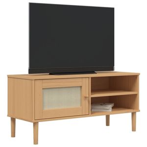 SENJA legno massello pino TV Stand 41.7 "x 15.7" x 19.3 "Rattan Look marrone - Product Image 3