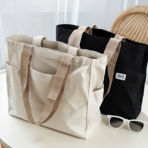 Bolsa de Mano de Lona de Algodón Reutilizable Personalizada, Bolsa de Compras Casual con Múltiples Bolsillos, Nuevo Diseño de Alta Demanda - Product Image 3