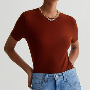 Womens Cropped Short Length Tshirt 180gsm O-neck Slim Fit Custom logo Screen Print Streetwear Knitted Women <b>Top</b> - Product Image 1