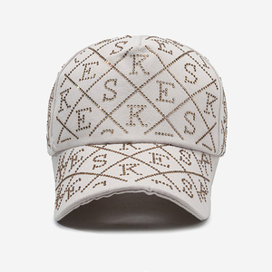 5 Panel Fashion New Design Custom 3d Embroidery logo Rhinestone Letter Brim Baseball <b>Cap</b> Fashion Trendy Versatile for Women <b>Men</b> - Product Image 3