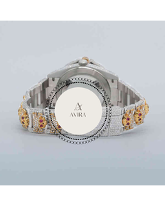 Reloj de Diamantes Personalizado Ghost de Dos Tonos con Diamantes Moissanite, Esfera Redonda, Reloj de Diamantes Personalizado para Negocios, Estilo Hip Hop, Acero Inoxidable - Product Image 2