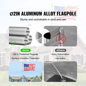 Kit Asta Portabandiera Telescopica in Lega di Alluminio Rinforzata da 7,6 m (25FT) con 3 Modalità di Visualizzazione, 3x5 per Uso Esterno Interrato, Stile Pennant Elegante - Product Image 2