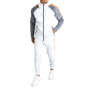 Men Sport Tracksuit Set Black White Colorblock Stand Collar Zip <b>Jacket</b> <b>Straight</b> Leg Pants 2 Piece Wholesale Custom - Product Image 3