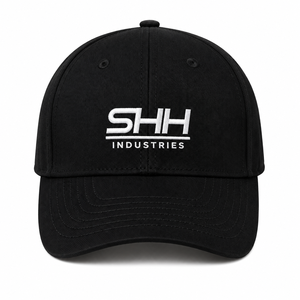 Unisex <b>Black</b> Baseball Cap <b>White</b> Embroidered Logo Curved Brim Six Panel Casual Sports Adjustable Breathable Waterproof Premium - Product Image 1