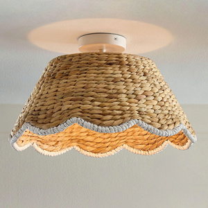 Boho Chic Wavy Edge Woven Pendant Light For Bedroom And Living Room Boho Style Eco-Friendly Natural Woven Light Cover - Product Image 1