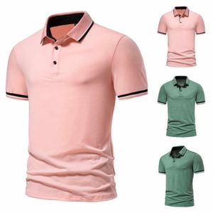 Camiseta de punto elástica de manga corta con cuello para hombre, ideal para deportes al aire libre de verano y uso diario, color azul marino, estilo lino. - Product Image 6