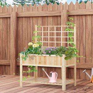 Large Classic Style Elevated Garden Bed Wooden <b>Planter</b> Box with Drainage for <b>Vegetables</b> & Flowers PP Liner Indoor & Outdoor Use - Product Image 2