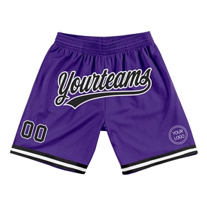 Wholesale Direct OMMIZ INDUSTRY Best Selling Custom Black Purple-White Authentic Throwback Basketball Shorts - Product Image 5