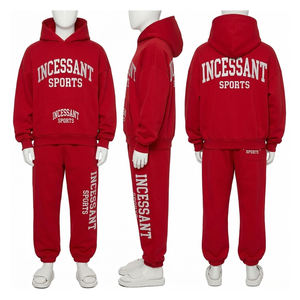 Wholesale Men's Activewear Tracksuit Regular Fit Hooded Printed Solid Custom Design <b>Leisurewear</b> Jogger Suit - Product Image 3