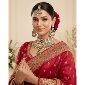 Indian Ethnic Priya Moissanite Semi Bridal Choker Set-24K Gold Plated Fine Jewelry for Women - Product Image 1