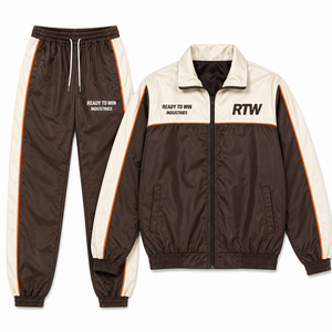 ชุดวอร์ม Ready To Win Industries สีครีม-น้ำตาล แขนยาว ซิปหน้า สปอร์ต โพลีเอสเตอร์ สำหรับผู้ใหญ่ ใส่ได้ทั้งชายและหญิง ฤดูใบไม้ร่วง - Product Image 1