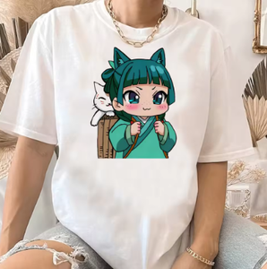 Camiseta de Mujer con Bordado Floral, Suave y Elástica, Cuello Redondo, Manga Corta, Corte Holgado, 100% Algodón, Transpirable, Primavera/Verano - Product Image 1