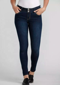 ELEGANT CORPORATION Jeans Rectos de Cintura Media, Largos, Desgastados, de Mezclilla Azul, Tallas Grandes, Casuales para Mujer, con Cierre de Cremallera - Product Image 4