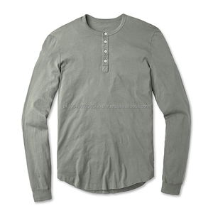 Hommes Henley T-shirts En Gros Claret Personnalisé Oem Vintage Vin Rouge À Manches Longues Hey Tee Drop Shipping - Product Image 5