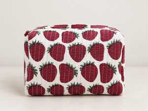 Pochette de voyage portable en coton écologique imperméable à motif pompon, taille moyenne, avec fermeture éclair, étui à maquillage au design mignon de fruits - Product Image 2