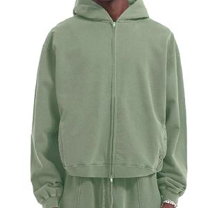 เสื้อมีฮู้ดซิปโอเวอร์ไซส์วินเทจใส่ได้ทั้งชายและหญิง500 GSM ผ้าฝ้ายเทอร์รี่ย้อมสีธรรมดาคอลเลกชันของผู้ผลิต2026ฤดูหนาว - Product Image 5