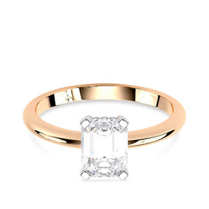 Anillo Solitario de Oro Amarillo de 10K con Diamante Cultivado en Laboratorio de Corte Esmeralda de 1.5 CT, Clásico con Engaste de Puntas, Certificado IGI, Bañado en Rodio, para Compromiso - Product Image 2