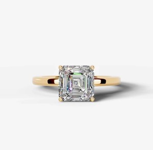 Anillo de Lujo con Moissanita Corte Asscher de 8MM, Plata de Ley 925, Chapado en Oro de 14K, Elegante Anillo de Compromiso, Boda, Promesa para Mujer - Product Image 1