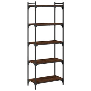 Libreria in legno ingegnerizzato color rovere marrone con piedini in metallo regolabili di medie dimensioni, nuovo design e aspetto elegante - Product Image 6